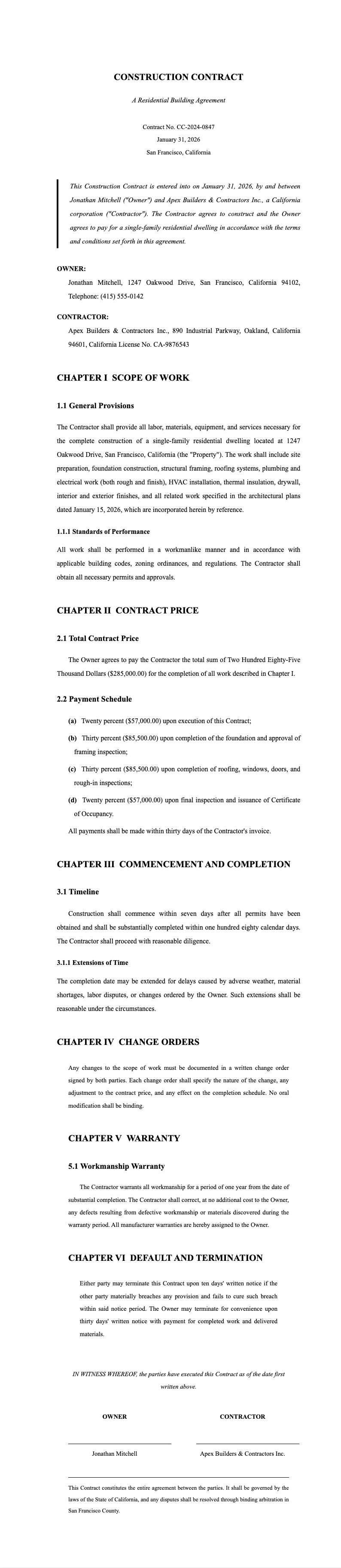 professional construction contract dissertation manuscript